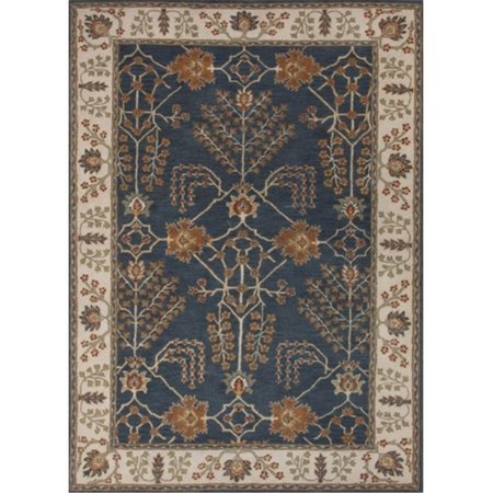 JAIPUR RUGS Hand-Tufted Arts and Craft Pattern Wool Blue-Ivory Rug - PM82 RUG113440